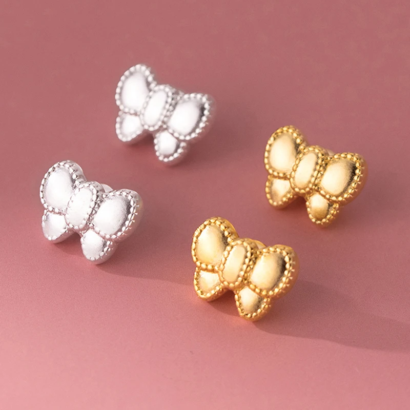 1pc 925 Sterling Silver Fancy Bow Women Jewelry Beads 10x7.5x6.5mm Bracelets Earrings Silver Beads Pendants DIY Accessories