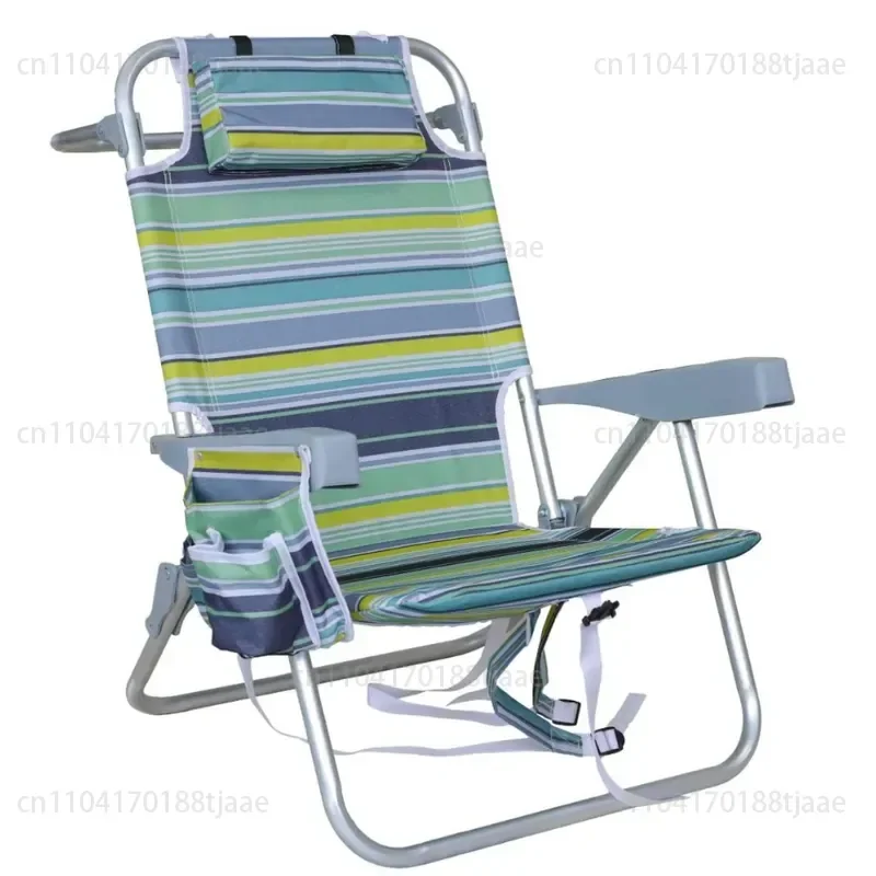 Outdoor Folding Rucksack Chair – Dual-purpose Sitting and Reclining, with A 5-position Adjustable Backrest, Beach Lounger