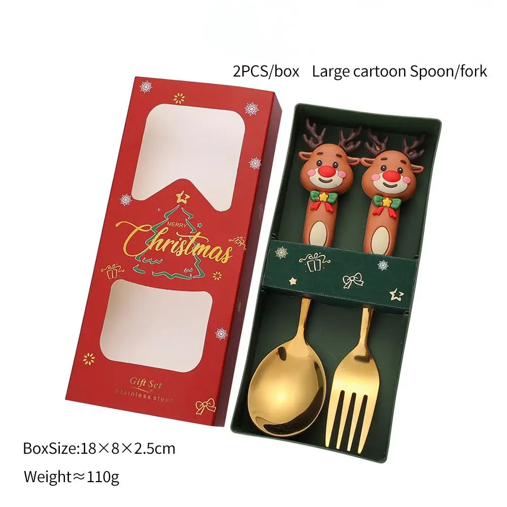 2/4/6 Stuks Kerst Vork En Lepel Set, Roestvrij Staal Creatief Servies, koffie Thee Dessert Vorken En Lepels Gift Set