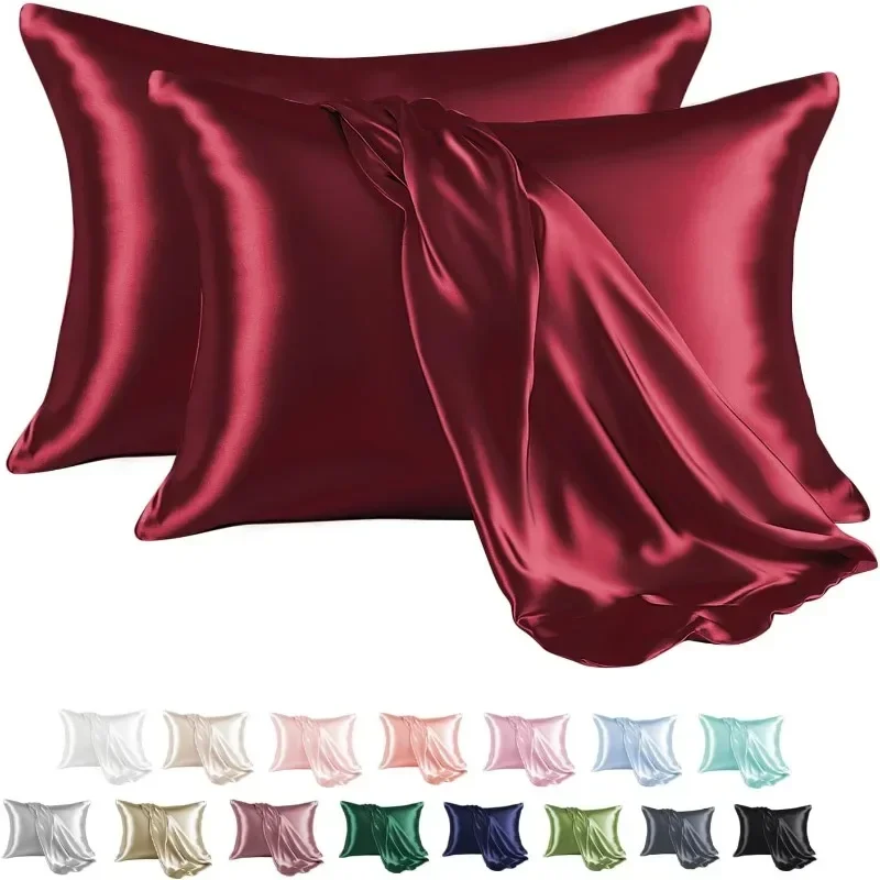 2PCS Satin Pillowcase Gifts Luxurious and Silky Throw Pillows with Envelope Closure 20x36 Inches Pillow Cover for Hair and Skin view 4
