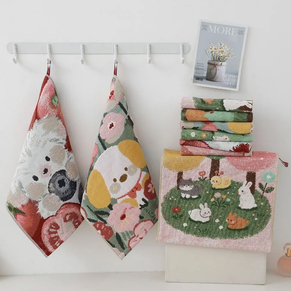 34x40cm Large Hand Towel Cartoon Quick Dry Kitchen Towel Decorative 4 Layer Cotton Gauze Pure Cotton Dish Cloth