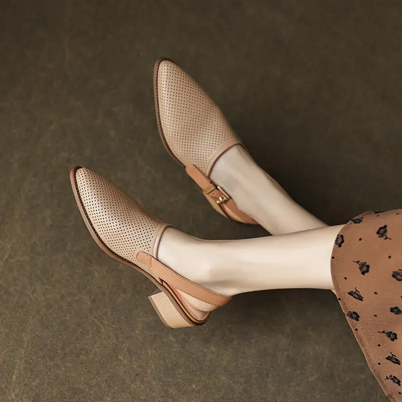 

ORCHALISA/Модные женские сандалии с сетчатым острым носком, на среднем каблуке 4 см, с пряжкой и ремешком, женские большие размеры 40, 41, 42, лаконичные повседневные туфли