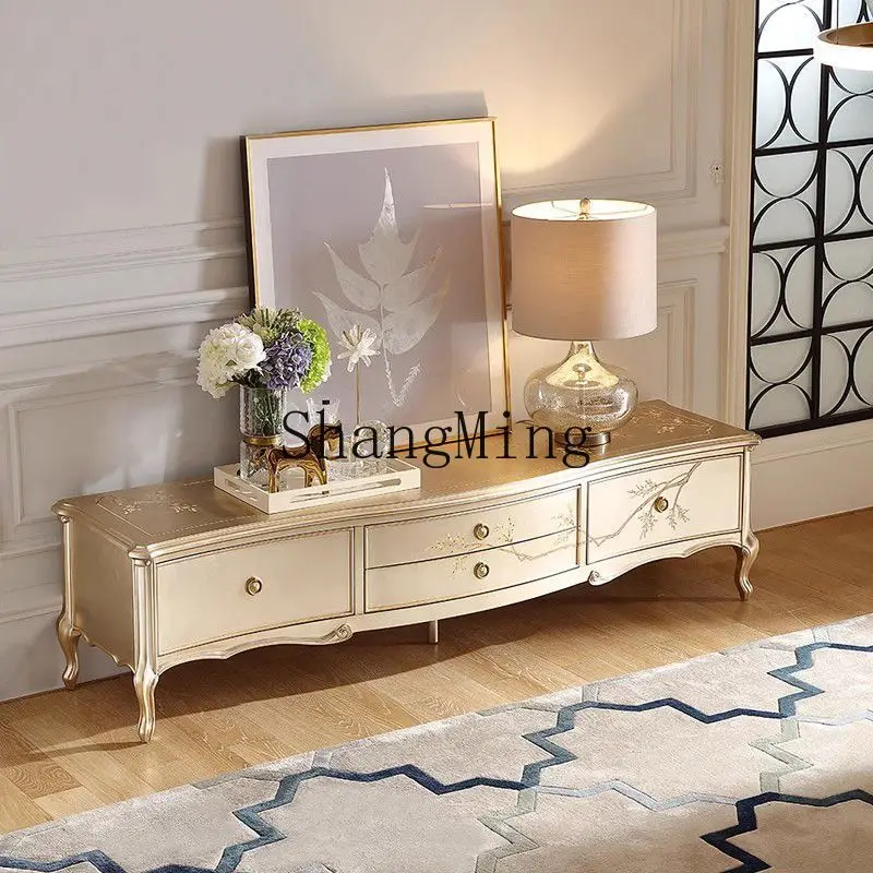 

FG light luxury solid wood painted and painted TV cabinet palace storage storage retro carved storage cabinet