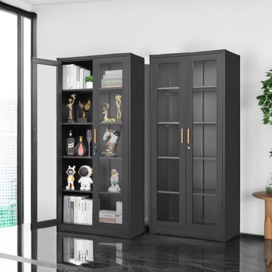 71 Metal Glass Display Cabinet for Retail Use, Silver Finish, Tempered Glass Panels with Security Lock view 5