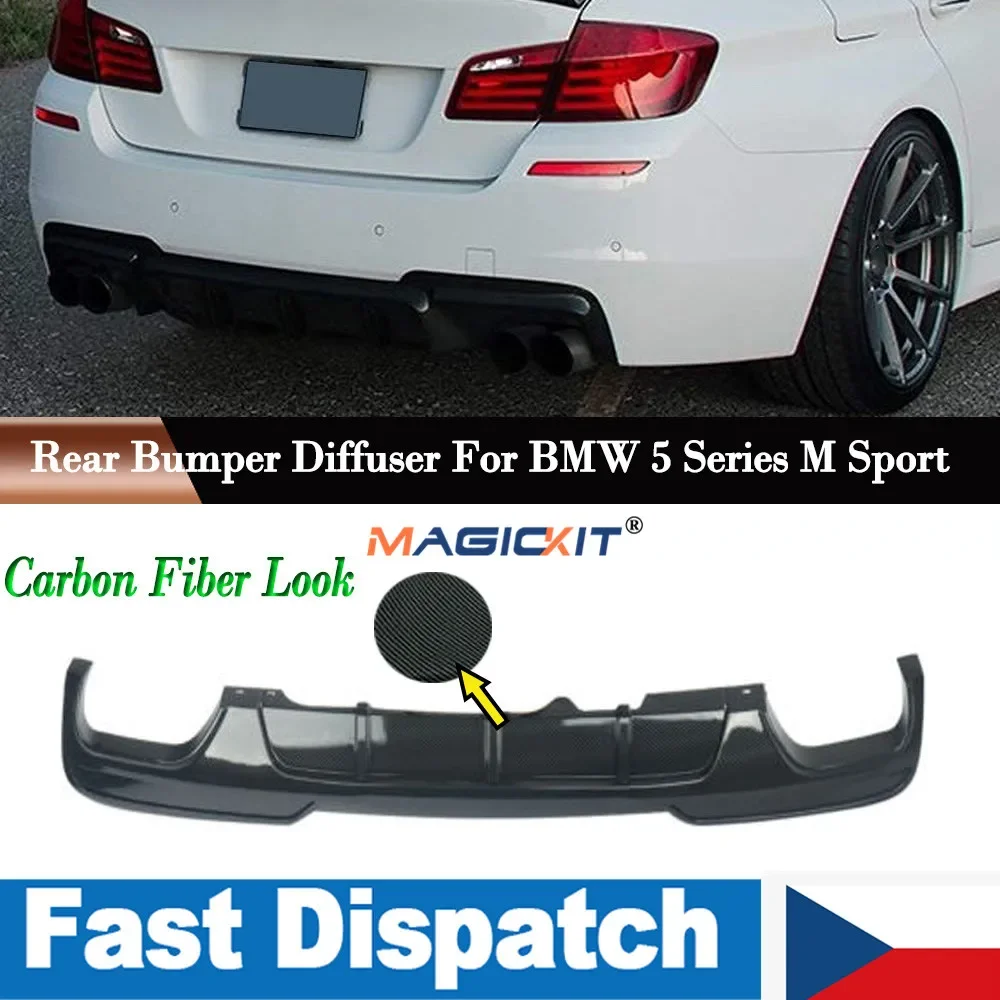 MagicKit FOR BMW 5 SERIES F10 QUAD EXHAUST REAR DIFFUSER M SPORT BUMPER SPLITTER VALANCE