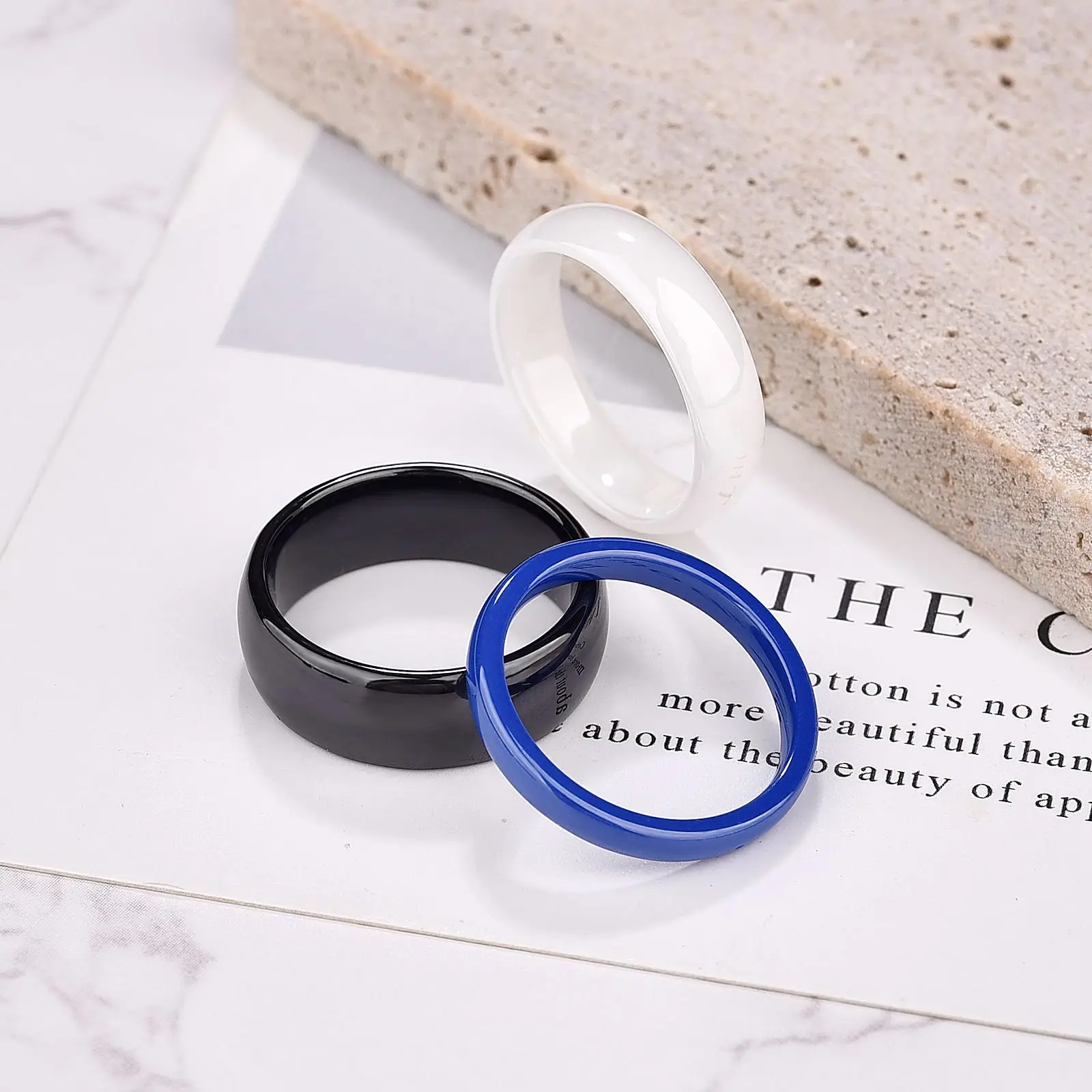 New Art Design Smooth Circular Ceramic Rings Women Gothic Party Infinity Finger Rings Wedding Engagement Ring Gift Wholesale