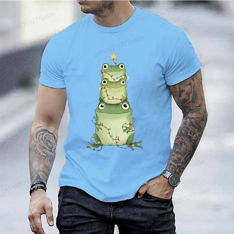 الضفدع شجرة عيد الميلاد تي شيرت النساء الرجال الضفدع عاشق تي شيرت للجنسين لطيف الضفدع عيد الميلاد الجرافيك تي شيرت المتضخم امرأة الملابس #2