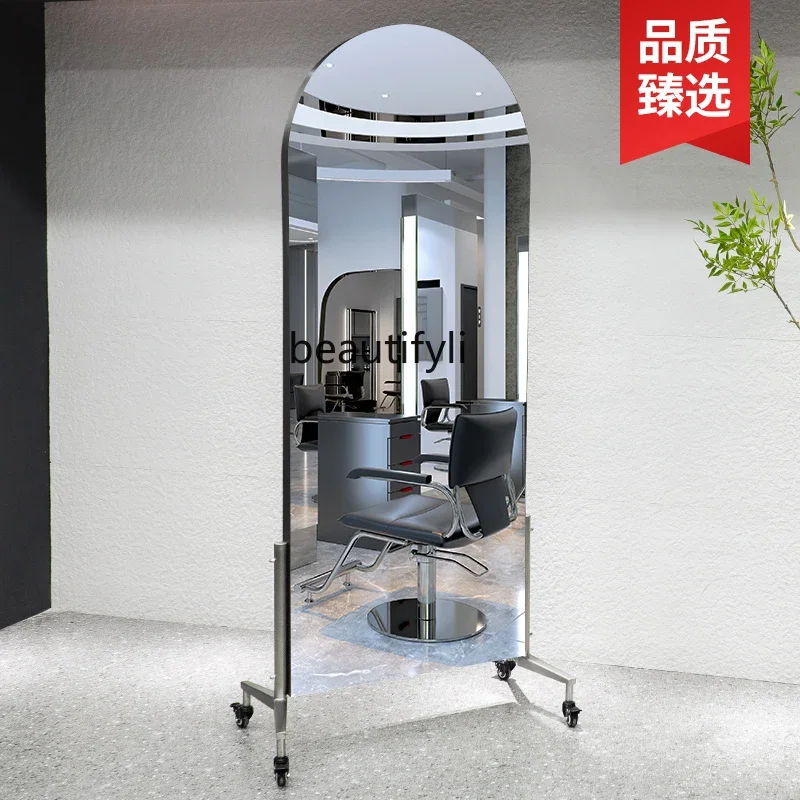 SS NewSimple barber shop mirror removable turning floor-standing double-sided mirror for high-end hair salons