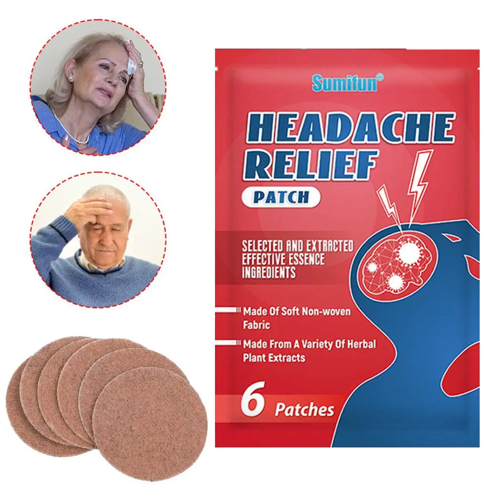 Headache Relief Patch Treatment, Enxaqueca Gesso, aliviar a tontura, dor de cabeça, reduzir o estresse, nervo cerebral, relaxar adesivo acuponto