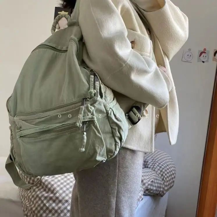 Bags for Women High-capacity Softback Zipper Unisex Backpacks Cotton Fashion Solid Color High Quality Schoolbags for Girls