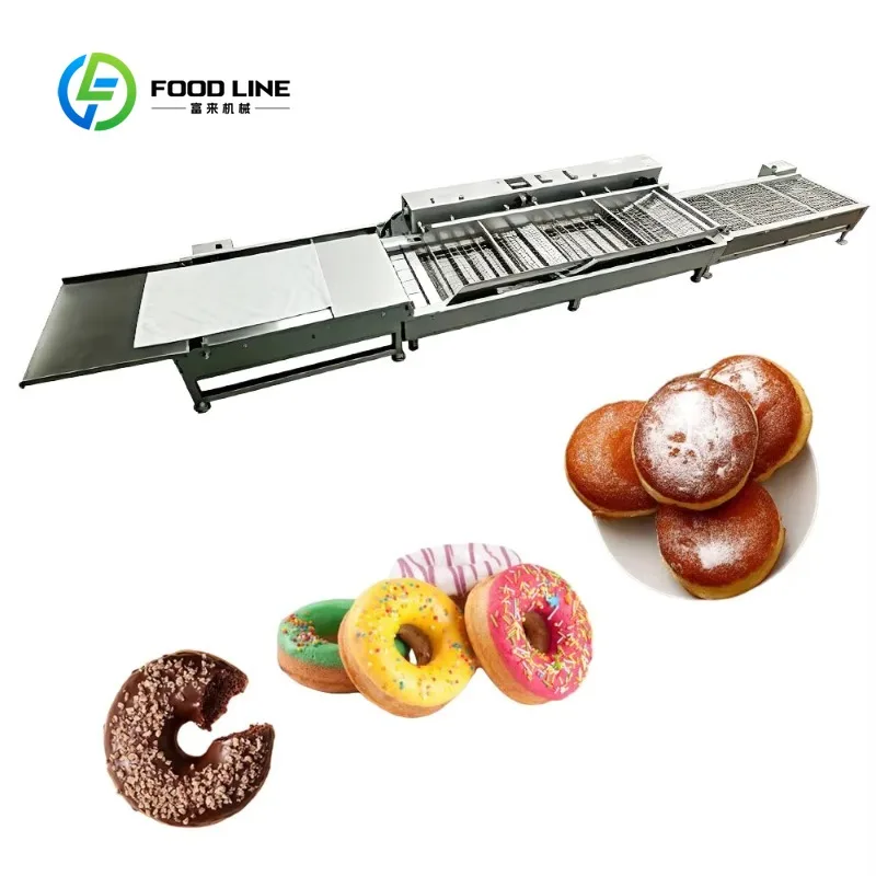Customized donut frying production line doughnut conveyor cooker electric constant temperature for bakery food manufacturing