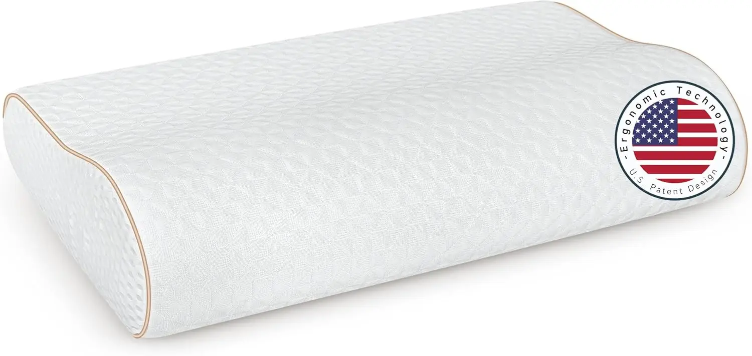 

Эргономичная охлаждающая подушка из пены с эффектом памяти для поддержки шеи — регулируемая контурная подушка, размер Queen, идеально подходит для боковой стороны, спины и живота Sl