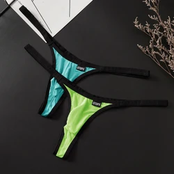 Sexy tanga sem costura ultra-fina dos homens, cuecas de cintura baixa, roupa íntima de nylon respirável, cuecas de cordas G, bolsa de protuberante, bkini com costas em T