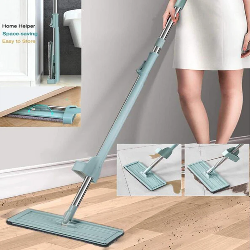 Microfiber Mop Retractable Household Cleaning No-washing Automatic Wringing Cleaning Mop Hand Wash Flat Mop 180 Degree Rotation