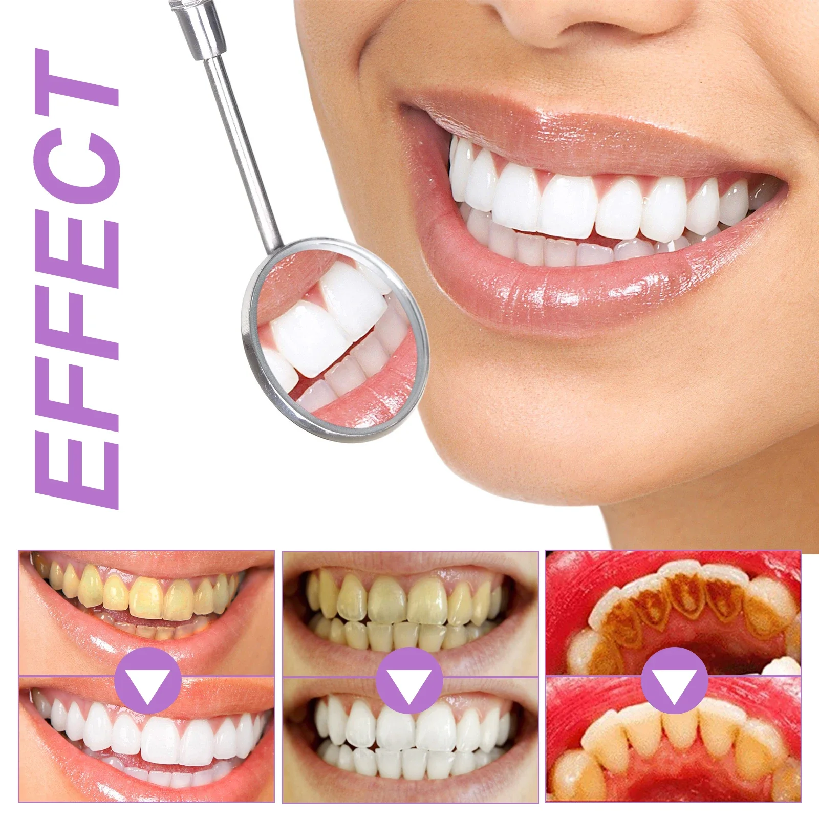 14pcs/box Teeth Bleaching Strip Purple Dental Cleaning Whitener Veneers Oral Hygiene Care Brightening Tooth Whitening Gel Strips