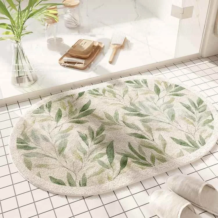 

Thiened Water Absorbent Batoom Mat Le Pattern Door Mat Anti-Slip Mat Cute Home Decorative Floor Mat Modern Sle hin...