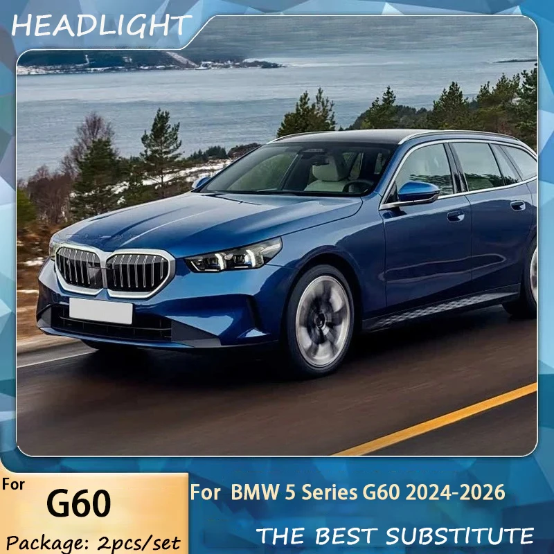 car Light Modified High‑Grade Head Lamp Assembly Fit For BMW 5 Series G60 2024‑2026 Dual‑Color LED DRL With Laser Projector Lens