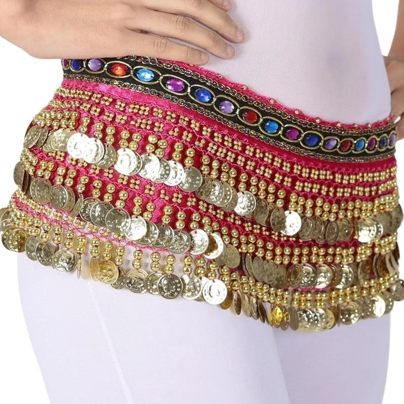 39BD Frauen Bauchtanz Hüfttuch Bauchtanz Gürtel Rock Mit Gold Münzen, Bauchtanz Hüfttuch Tanz Taille Kette – Detail 1