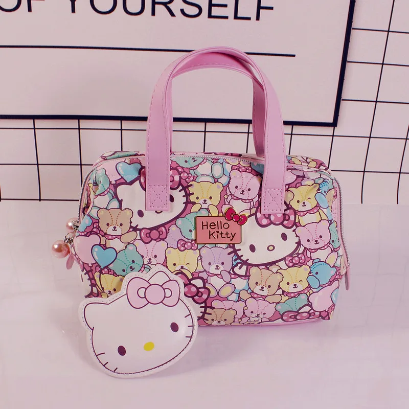 Kawaii Sanrio Hello Kitty Cartoon Cosmetic Bag Kawaii Cat Make Up Bags Travel Size Makeup Pu Purses Bags Melody Storage Carry