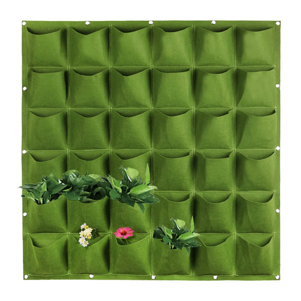 36 Pockets Vertical Wall-mounted Planting Bags Non-woven Fabrics Hanging Pots Vegetable Bonsai Flower Plant Pot Garden Supply A6