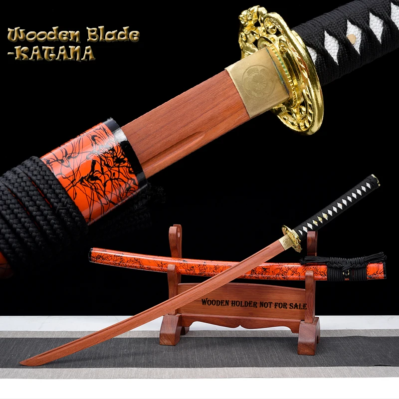 Espada de Entrenamiento Iaito Hecha a Medida, Espada Samurai de Tamaño Completo, Espada de Madera de Alta Calidad, Katana, Sin Cuchilla Afilada, Tipo N, Accesorios Metálicos
