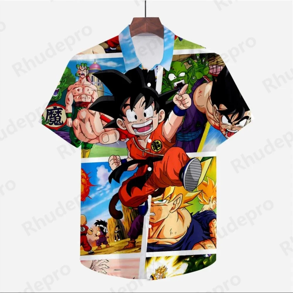 5XL Men's Shirt Dragon Ball Z Vegeta Clothes Beach Style Oversized Streetwear Super Saiya Cute High Quality Anime Goku Cool 2024