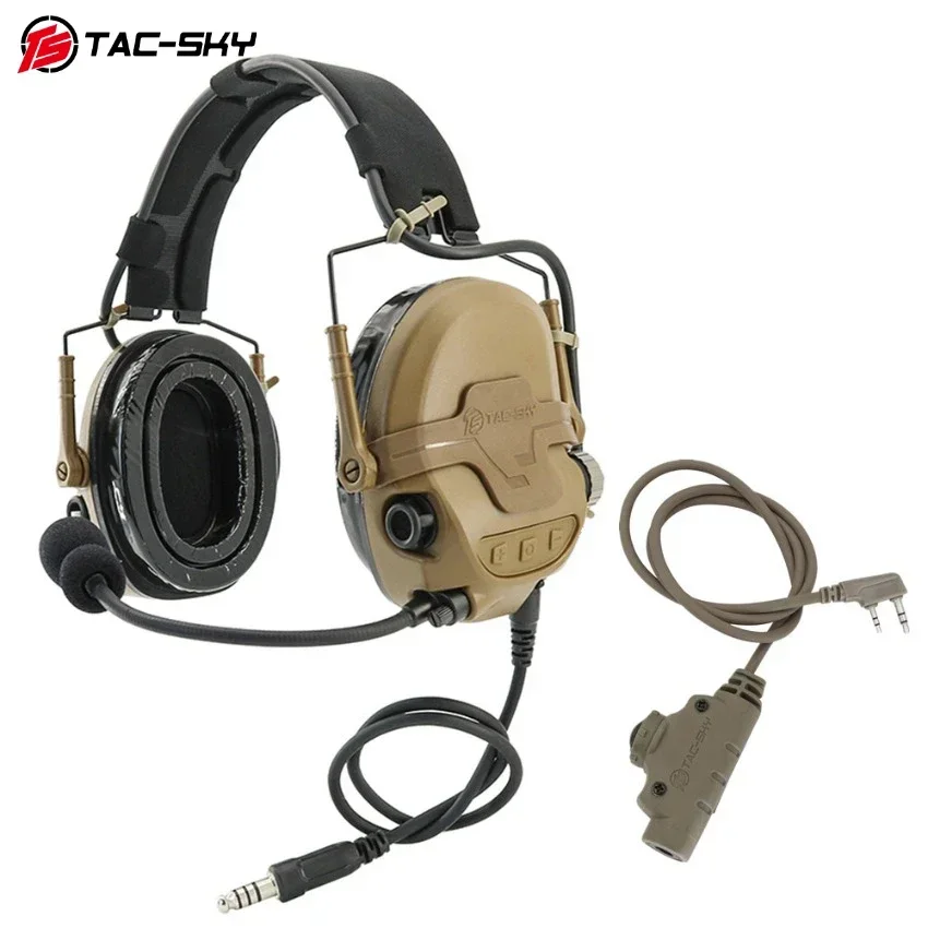 TAC-SKY Outdoor Hunting Shooting Hearing Protection Headset TAC700, with U94 V2 Radio PTT Adapter, Compatible with Baofeng
