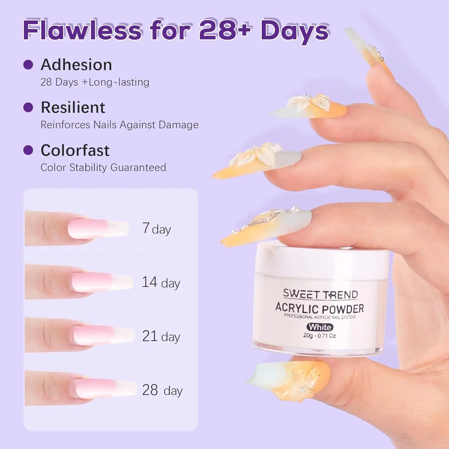 Complete Acrylic Nail Kit for Beginners with Powder, Tips, Glitter & Tools - DIY Home Salon Set