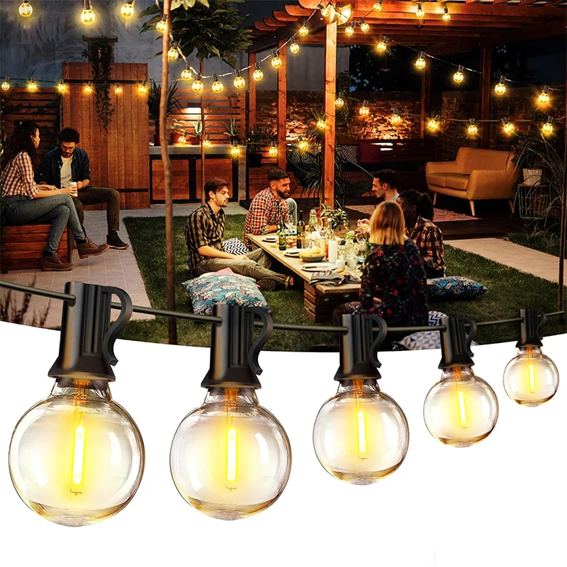 

G40 Solar String Lights Outdoor 8Mode Solar Globe String Bulb Patio Hanging Lights Waterproof Garden Pergola Bistro Deck Decor