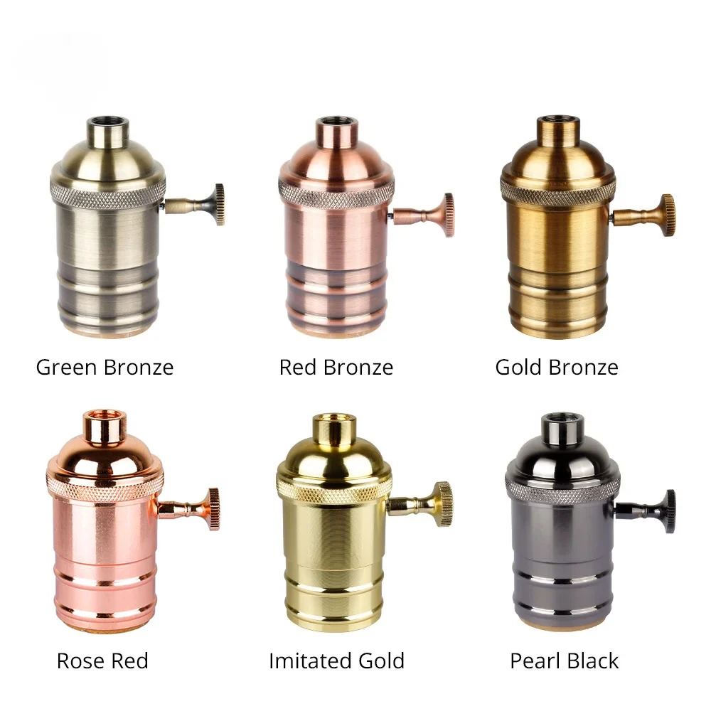 

Vintage E27 Lamp Base Copper DIY Lampholder With Switch Edison Vintage Lighting Screw Socket Antique Brass Lamp Holder Fixture
