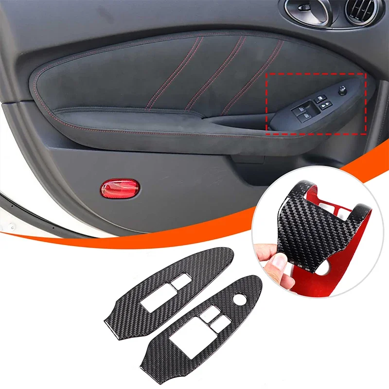 

For Nissan 370Z Z34 2008-2020 Soft Carbon Fiber Auto Glass Lift Switch Panel Frame Decorative Sticker Interior Accessories LHD