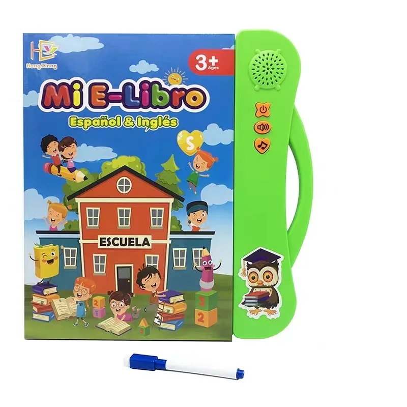 Electric Audio My E Book Educational Bilingual Kid Learning English Spainish Machine Bady Sound Board Cognitve Computer Toy