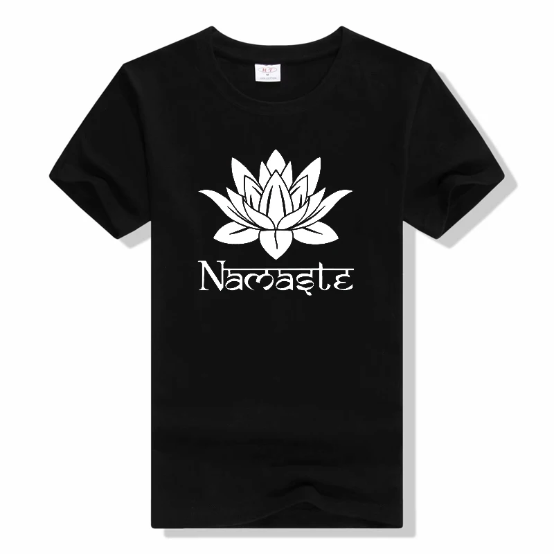 Cartoon Lotus Yoga Meditation Namasle t shirt Fashion High Quality Short Sleeves T-shirts Streetwear Men's Cotton tops tee
