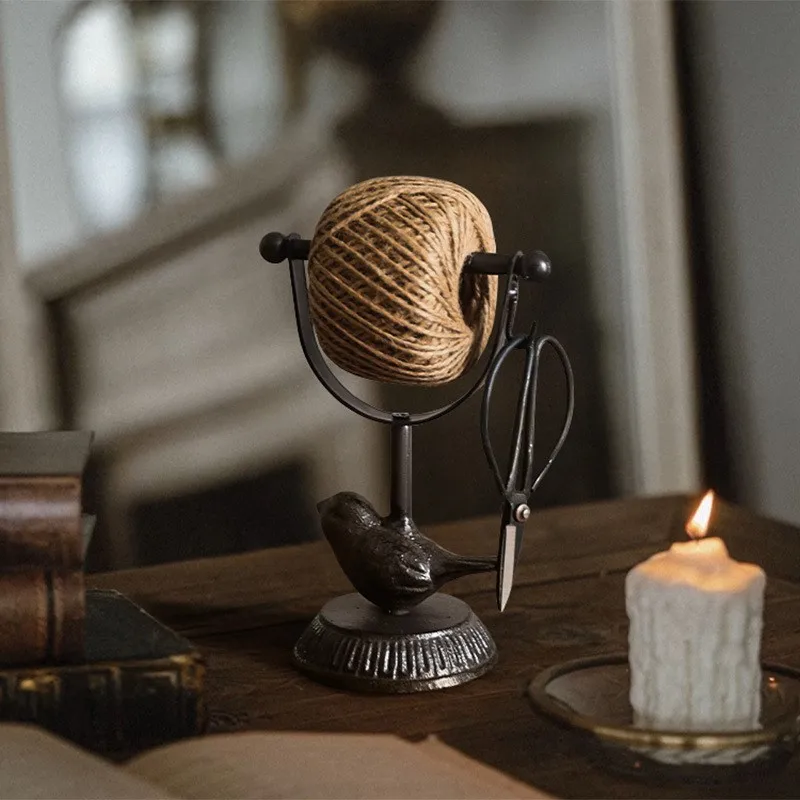 Vintage Cast Iron Twine Holder Animal Shape Cotton Linen Spool for Handmade Floral Sewing Thread Storage Desktop Decor Ornament
