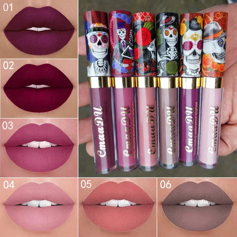 CmaaDU New 6 Color Waterproof Nude Matte Liquid Lipstick Lip Gloss Moisturizing Long Lasting Lipgloss Lip Makeup Beauty Cosmetic