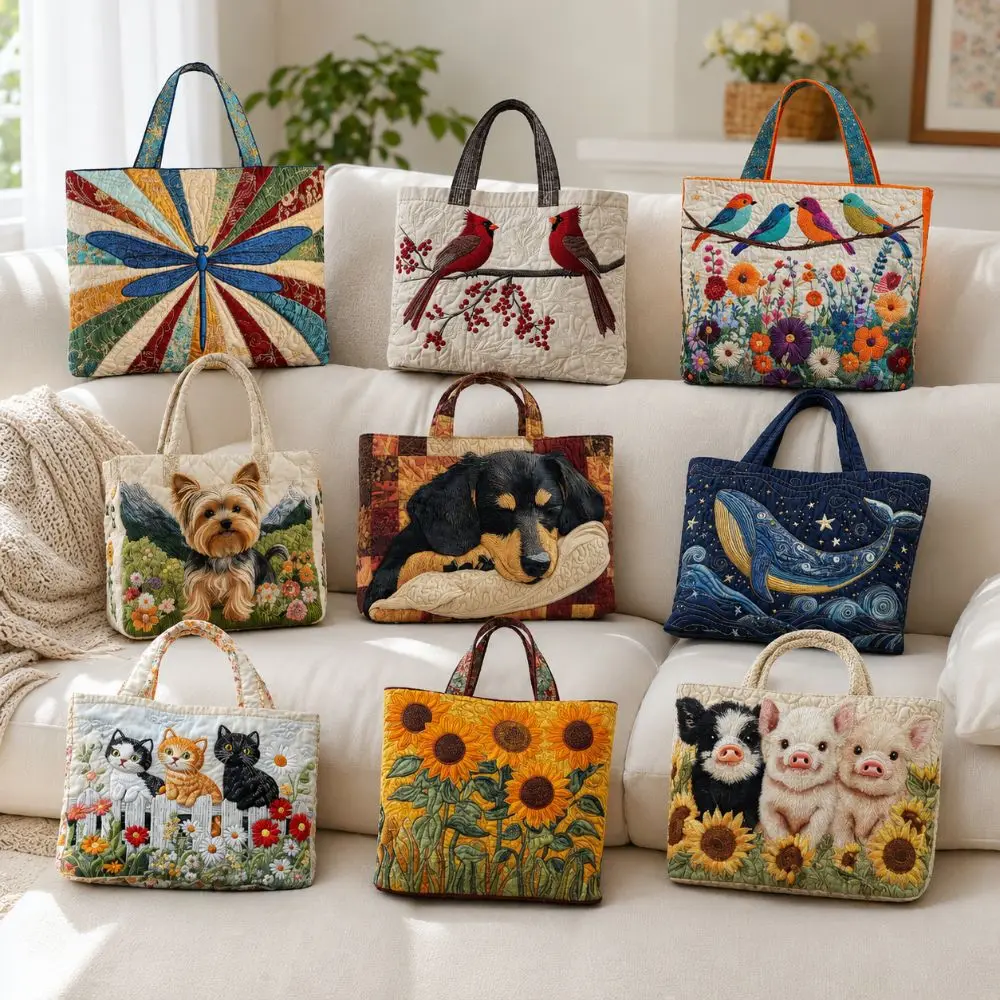 Vintage Women Printed Tote Bag Canvas Realistic Patterns Travel Handbag Lightweight Large Capacity Shopping Bag Lady Girl
