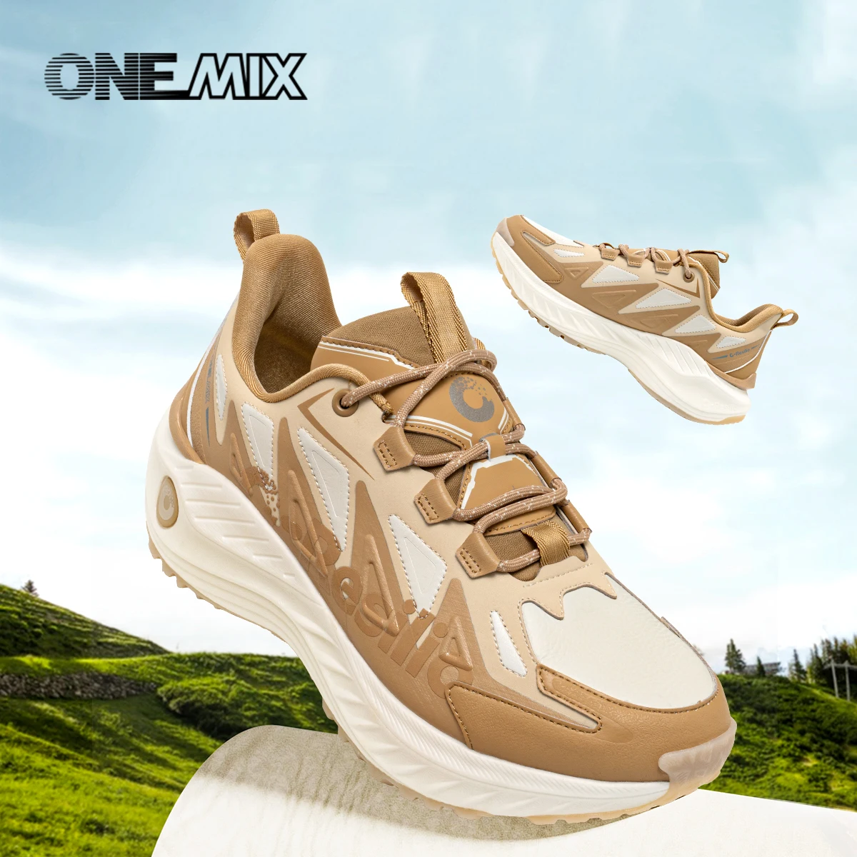 ONEMIX New Leather Running Shoes for Men Winter Warm Sports Sneakers Anti-slip Soft Walking Sneaker Women Outdoor Training Shoes