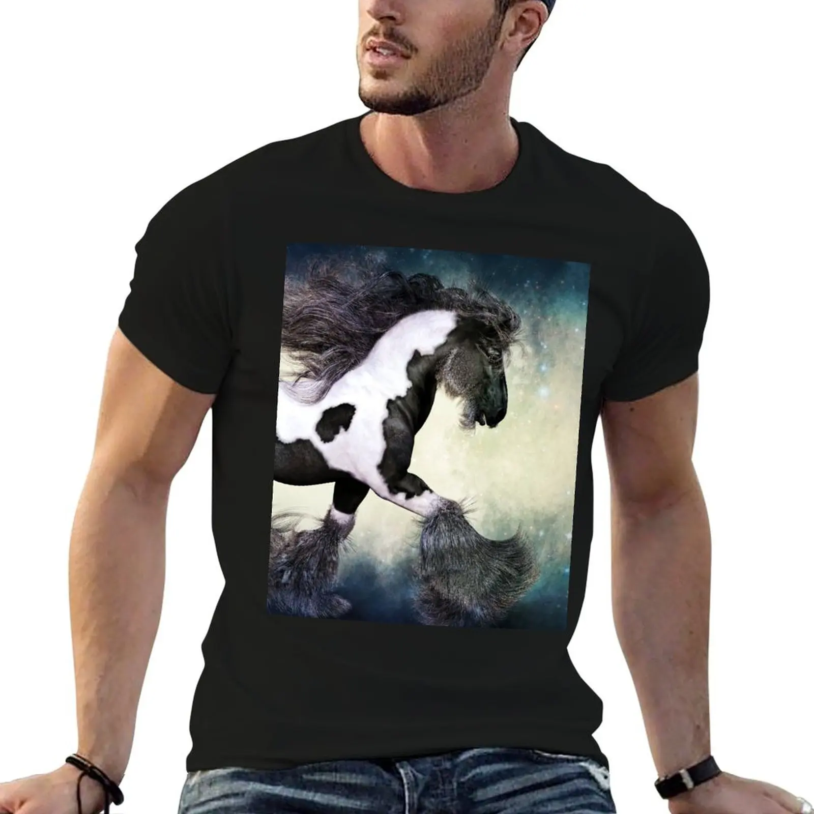 Camiseta Gypsy Gold Glitters Vanner Horse, camiseta de algodón, paquete de camisetas para hombre, camiseta ajustada para hombre