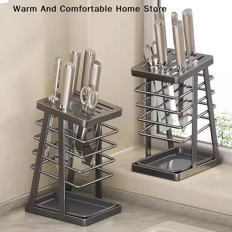 Large Storage Holder Square Space Saving Cutting Tool Storage Rack Countertop Drainage Plating Multifunctional Kitchen Utensils