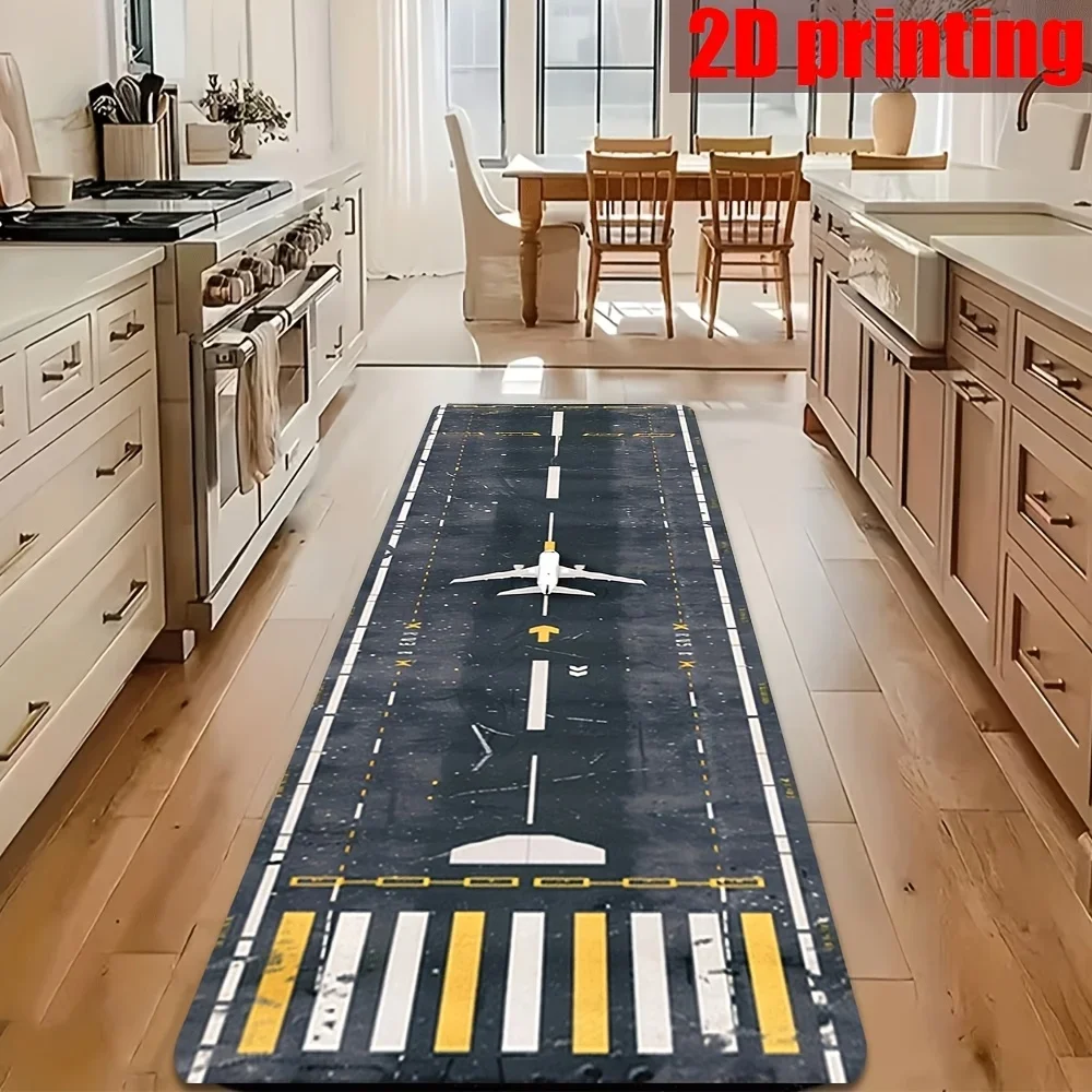 1pc Suitable for Living Rooms Bedrooms Airplane - Thick Super Soft Anti-Slip Floor Mat with Airplane & Runway Pattern, Machine