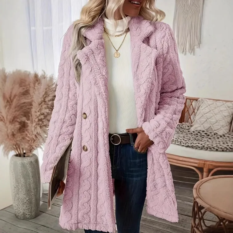 

Women's New Plush Coat Popular Comfortable Casual Warm Suit Collar Double Breasted Fur Jacket