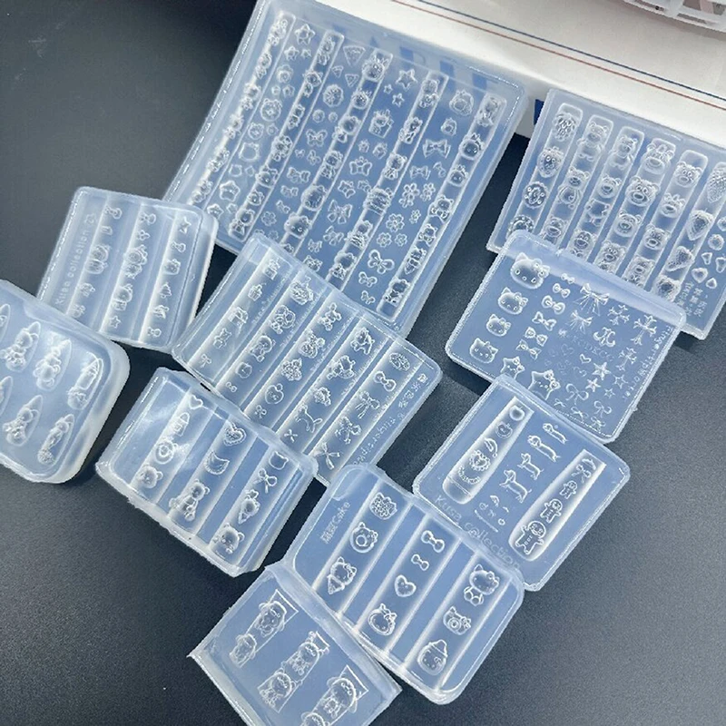 Molde de silicone para unhas 3d, ferramentas para unhas, desenho animado, pequeno pinguim, balão, kt, panda, amuletos de unhas, acessórios para arte em unhas, suprimentos para unhas