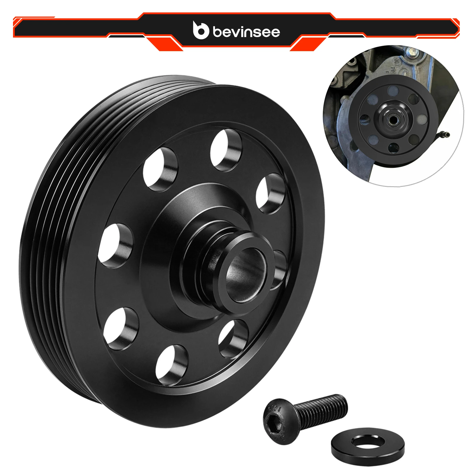 

For LS Vortec Truck 5-inch Small Diameter Power Steering Pulley, for 4.3 4.8 5.3 5.7 6.0 6.2L Engine, for Chevy for GMC Vortec