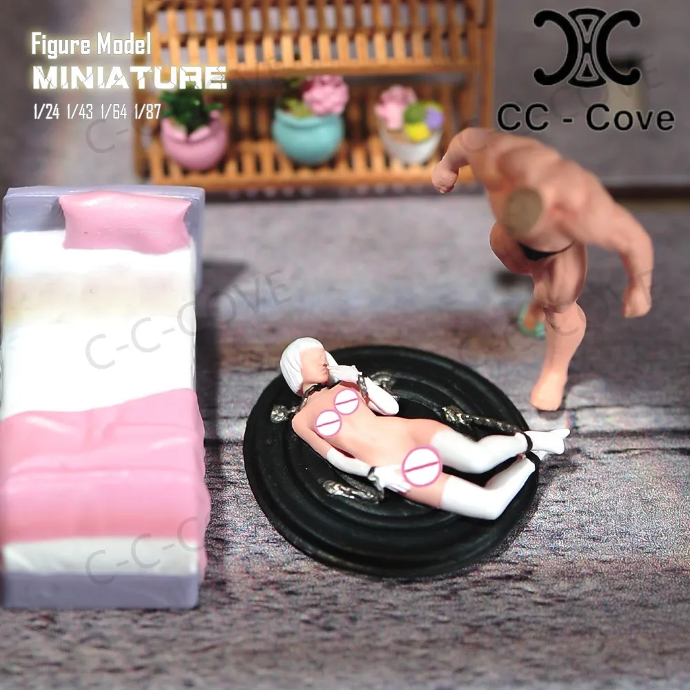 

Painted Miniatures 1/24 1/43 1/64 1/87 Tied Up Sexy White Stockings Slave Girl Unpainted Scene Figure Model Toys View Decoration