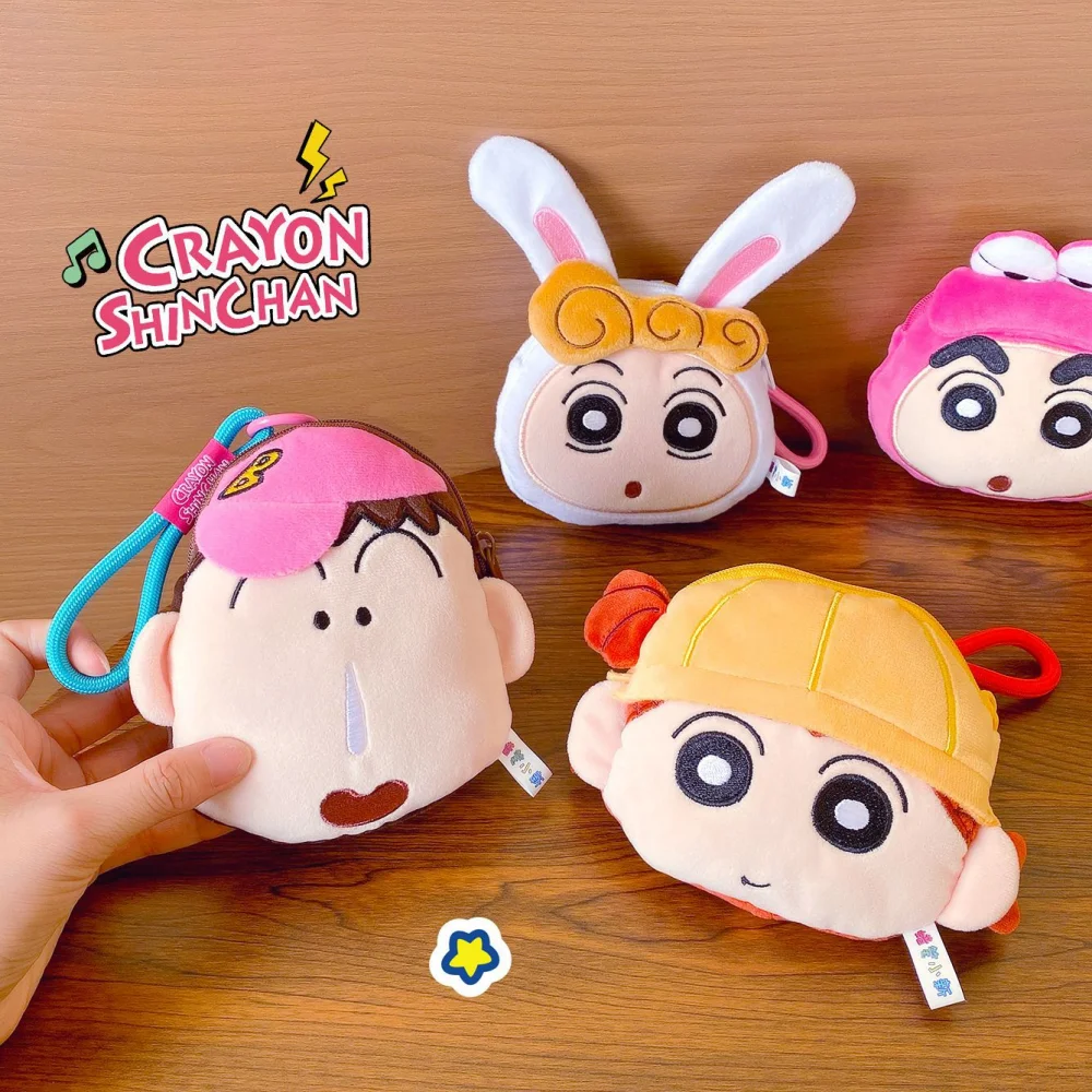 حقيقية تلوين شين تشان أفخم محفظة نسائية للعملات المعدنية المفاتيح Kawaii الكرتون سماعة أحمر الشفاه كيس التخزين على ظهره الهدايا الزخرفية