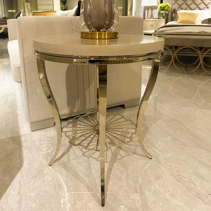 Customizable Simple Handmade Wooden Porch Table with Stainless Steel Side Drawers Characteristic Design for Living Room