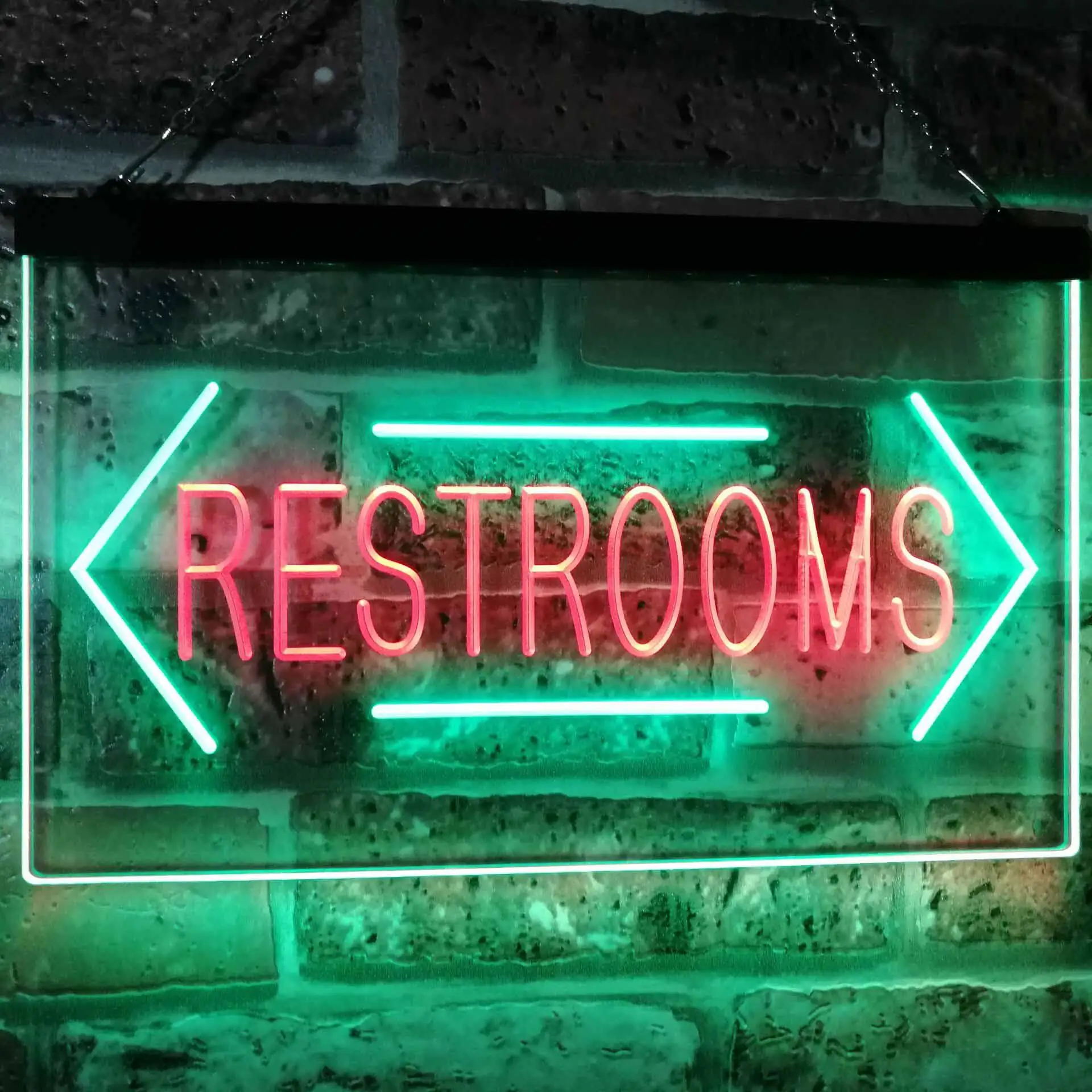 Unisex Restroom Arrow Toilet Washroom Dual-color LED Neon Sign st6-i2157