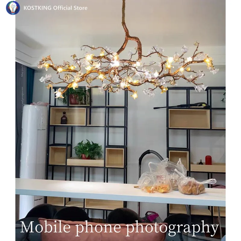 

Новая китайская люстра для ресторана Grand Villa, подходящая для гостиной, барной стойки, хрустальная люстра с медной веткой