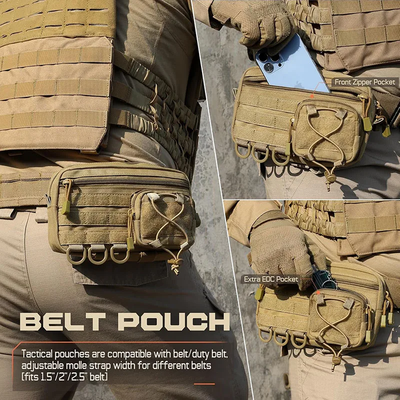 Tactical Molle Waist Bag Men's Outdoor Multi-Functional Hunting Fanny Pack EDC Tool Phone Pouch Organizer Utility Waist Bag