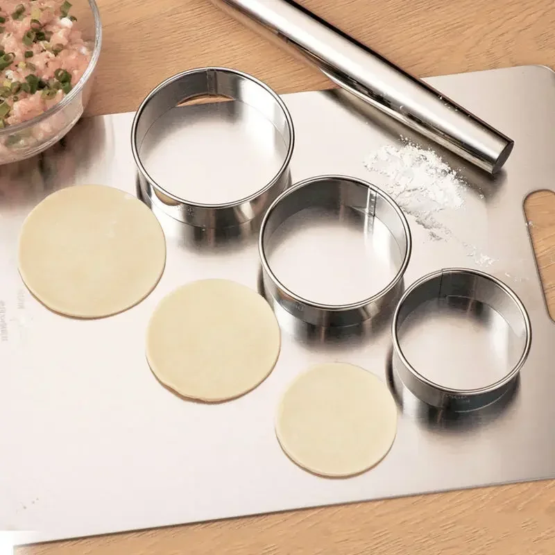 3 pieces setDumpling skin baking embossing cake mold stainless steel tart crust cookie cutter mold round cake mold